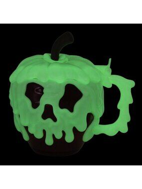 Disney Parks Poison Apple Mug Red Evil Queen Glow in Dark Skull Stein Plastic